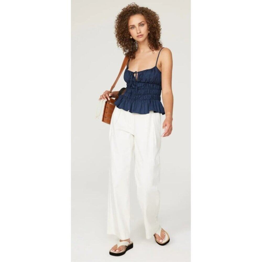 RTR sz 12 Staud solid white Luisa pocketed pants high rise trouser career